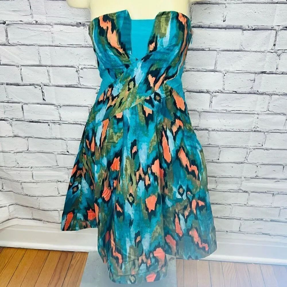 Anthropologie Girls from Savoy Womens Multicolor Ikat Print Pocket Dress Size 0